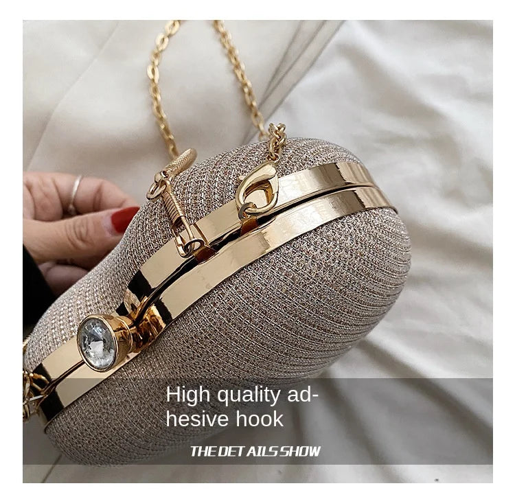 Heart-Shaped Evening Clutch Bag with Chain Strap