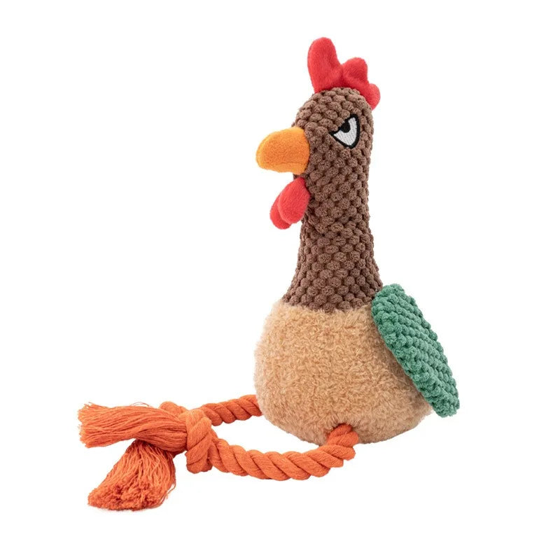 Plush Rooster Dog Toy – Cotton Rope Teeth Cleaning Chew Toy