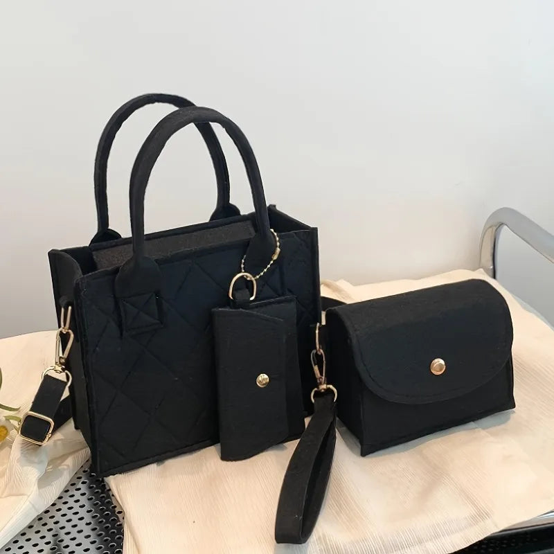 Felt Tote, Crossbody Bag & Wallet Set for Everyday Use