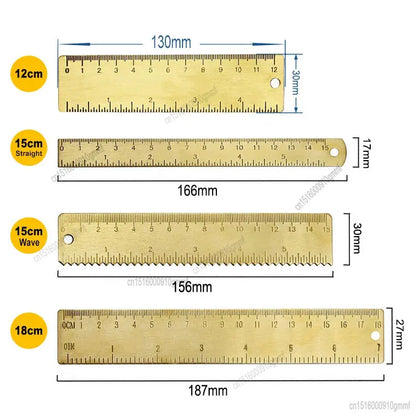 Vintage Brass Double Scale Straight Ruler