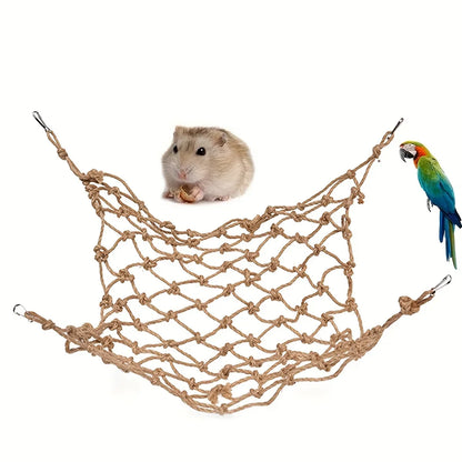 Natural Rope Climbing Net Hammock for Birds & Small Pets