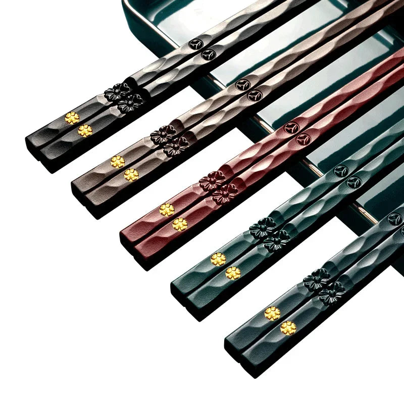 5 Pairs Stainless Steel Non-Slip Chopsticks Set