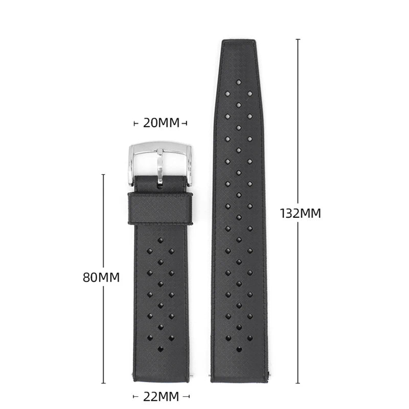 Classic Tropical FKM Rubber Watch Strap 18mm 20mm 22mm