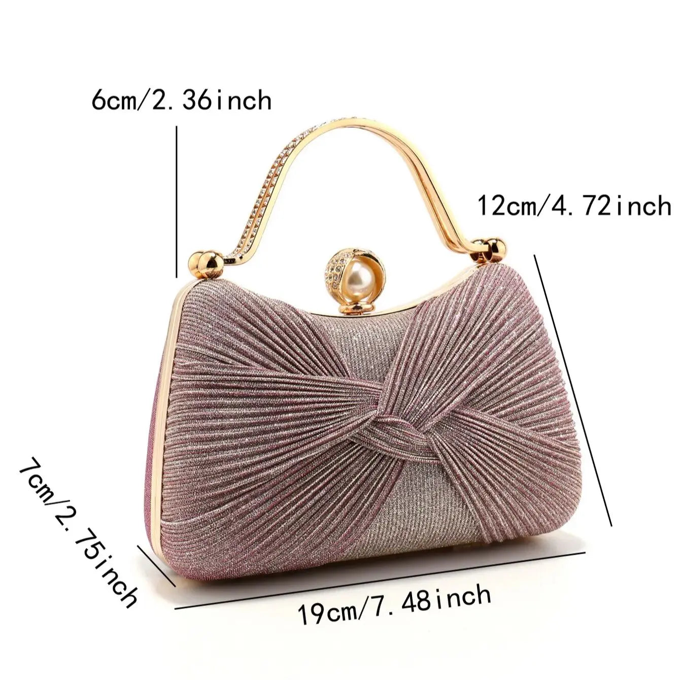 Bow Ruched Evening Clutch Bag