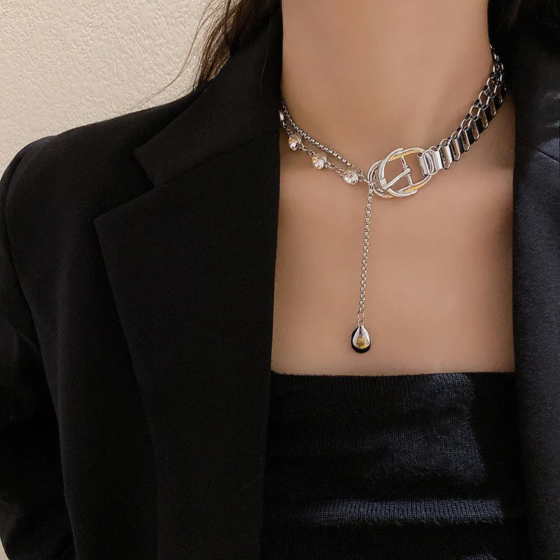 Geometric Crystal Choker Pendant Necklace