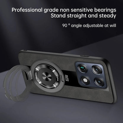 Luxury Magnetic Leather Phone Case with Rotating Ring Stand