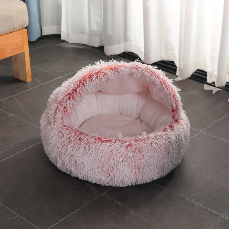 Semi-Enclosed Plush Cat & Dog Bed