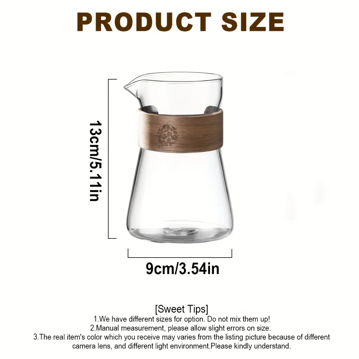 500ml Heat-Resistant Glass Coffee Carafe with Wooden Collar