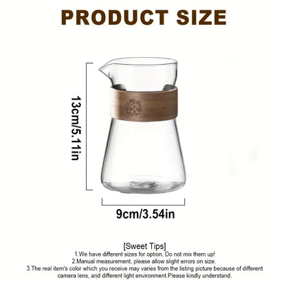 500ml Heat-Resistant Glass Coffee Carafe with Wooden Collar
