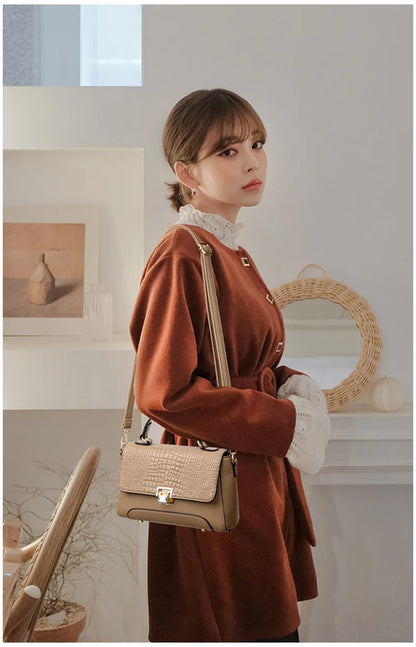 Large Capacity Leather Crossbody Handbag for Women