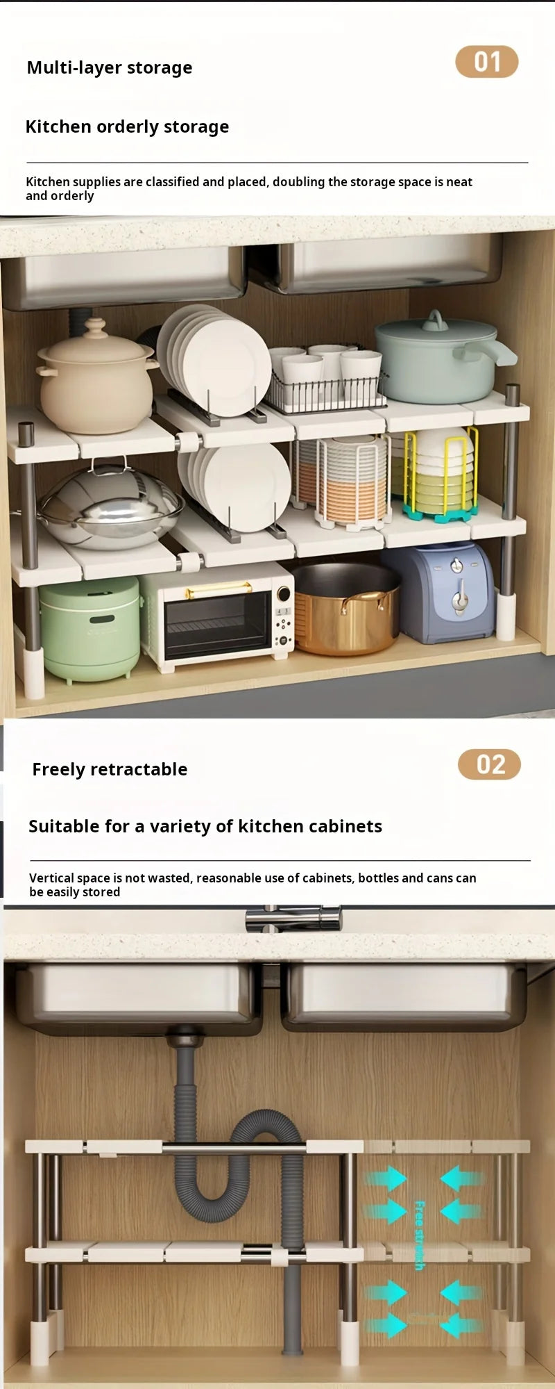 Adjustable Under Sink Storage Rack