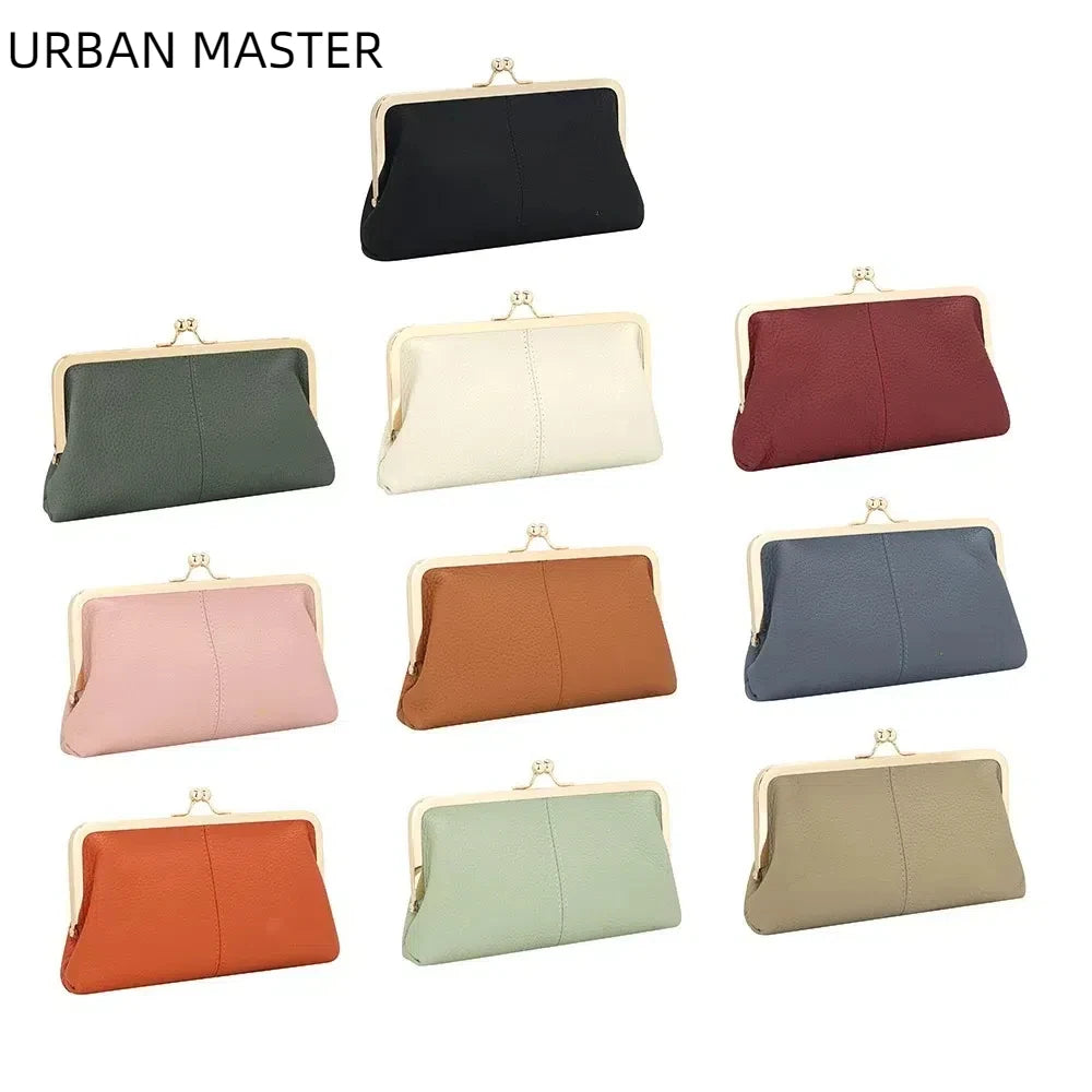 Genuine Leather Kiss Lock Wallet