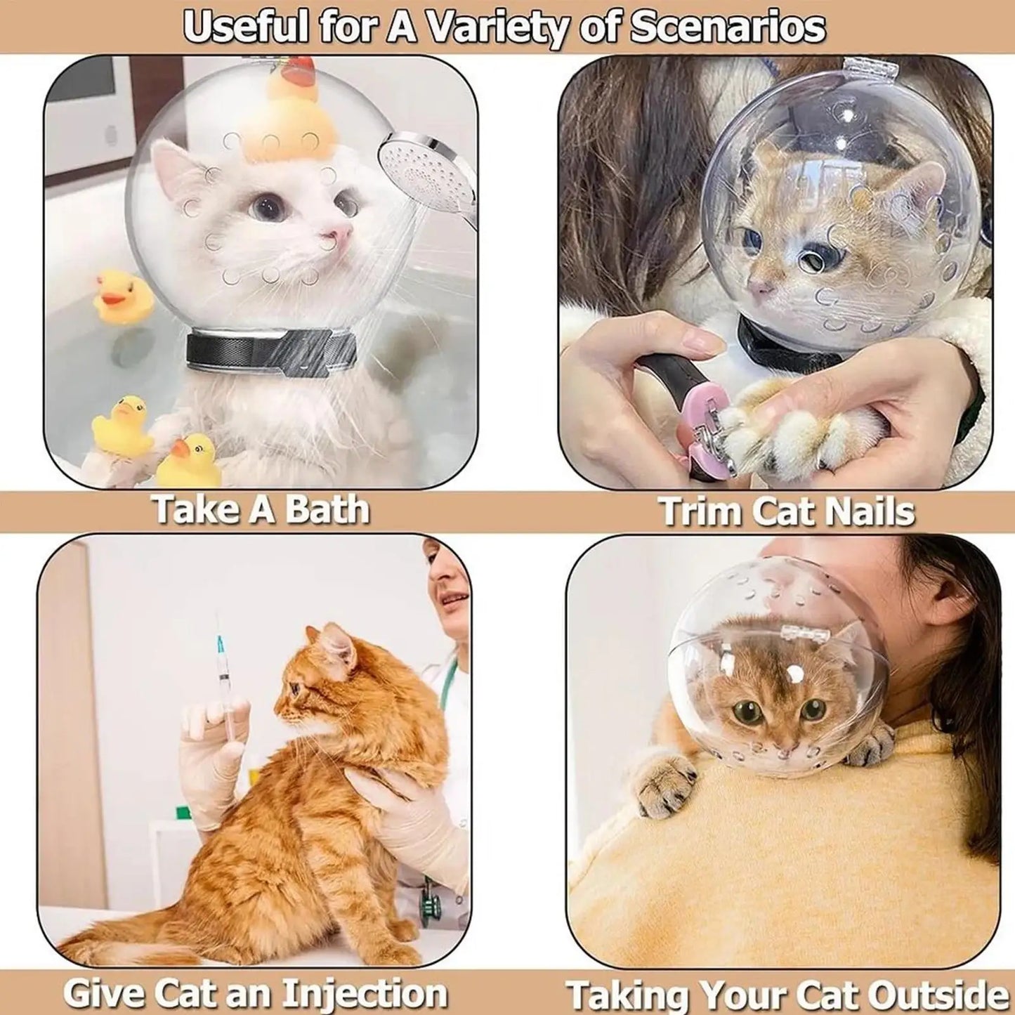 Transparent Cat Grooming Muzzle Helmet