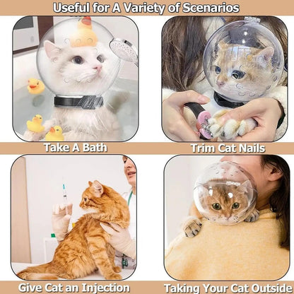 Transparent Cat Grooming Muzzle Helmet