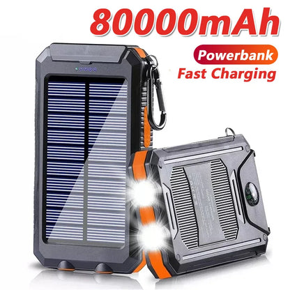 80000mAh Solar Power Bank with LED Flashlight