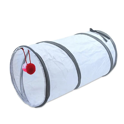 Interactive White Cat Play Tunnel
