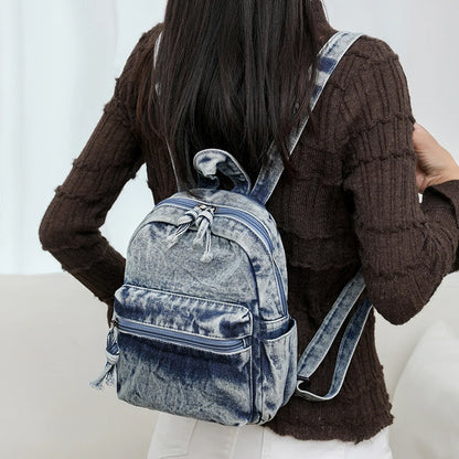Women’s Washed Denim Casual Backpack