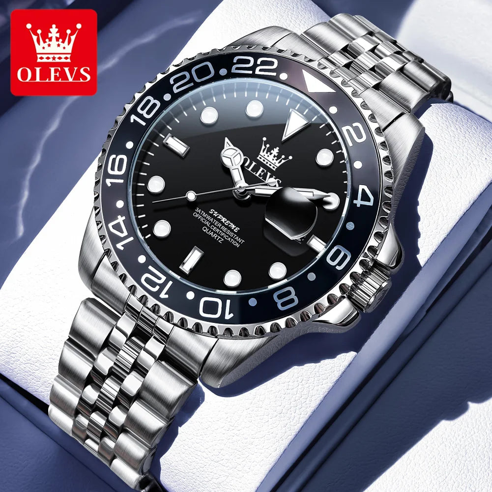 OLEVS 5657 Men's Stainless Steel Quartz Date Watch