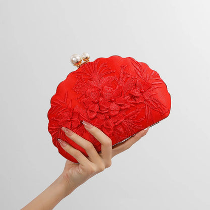 Vintage Lace Shell Evening Clutch Bag