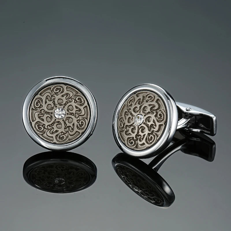 Novelty Luxury Blue White Crystal Cufflinks