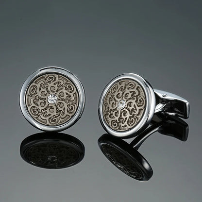 Novelty Luxury Blue White Crystal Cufflinks