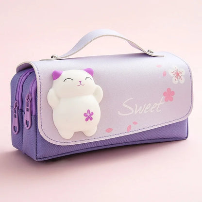 3D Kawaii Large Capacity Pencil Case with Decompression Doll