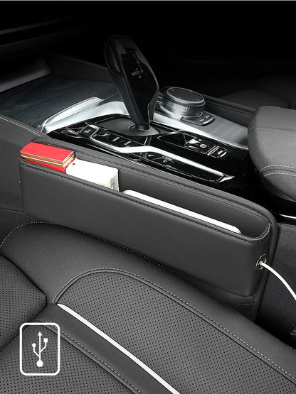 Leather Car Seat Gap Organizer with Storage Pocket