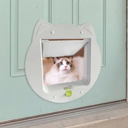 4-Way Locking Cat Door – Interior Pet Flap with Cat-Shaped Design