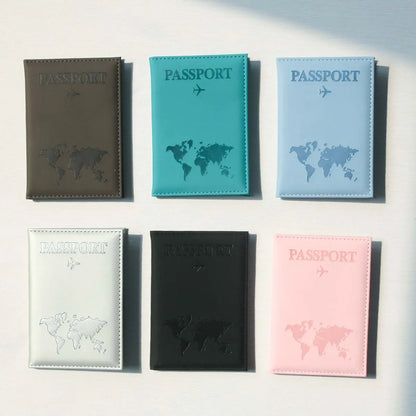 World Map PU Leather Passport Holder