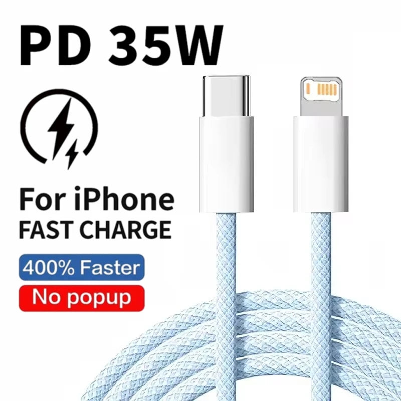 35W USB-C to Lightning Braided Fast Charging Cable for iPhone