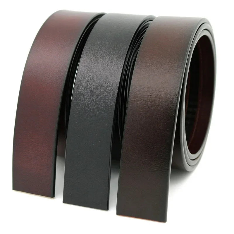 Cow Leather No Buckle 3.5cm Wide Real Genuine Leather Belt