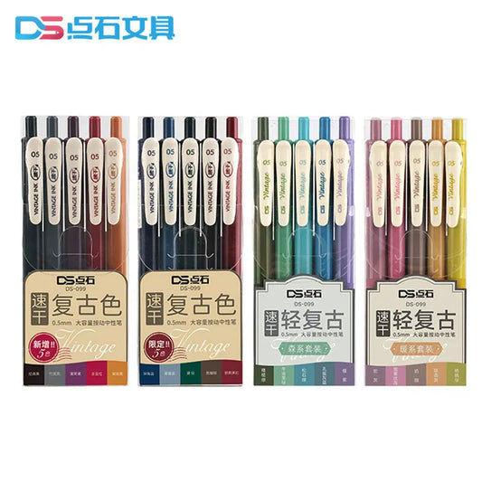 Retractable Colored Gel Pens – Quick Dry 0.5mm Vintage Ink Pens