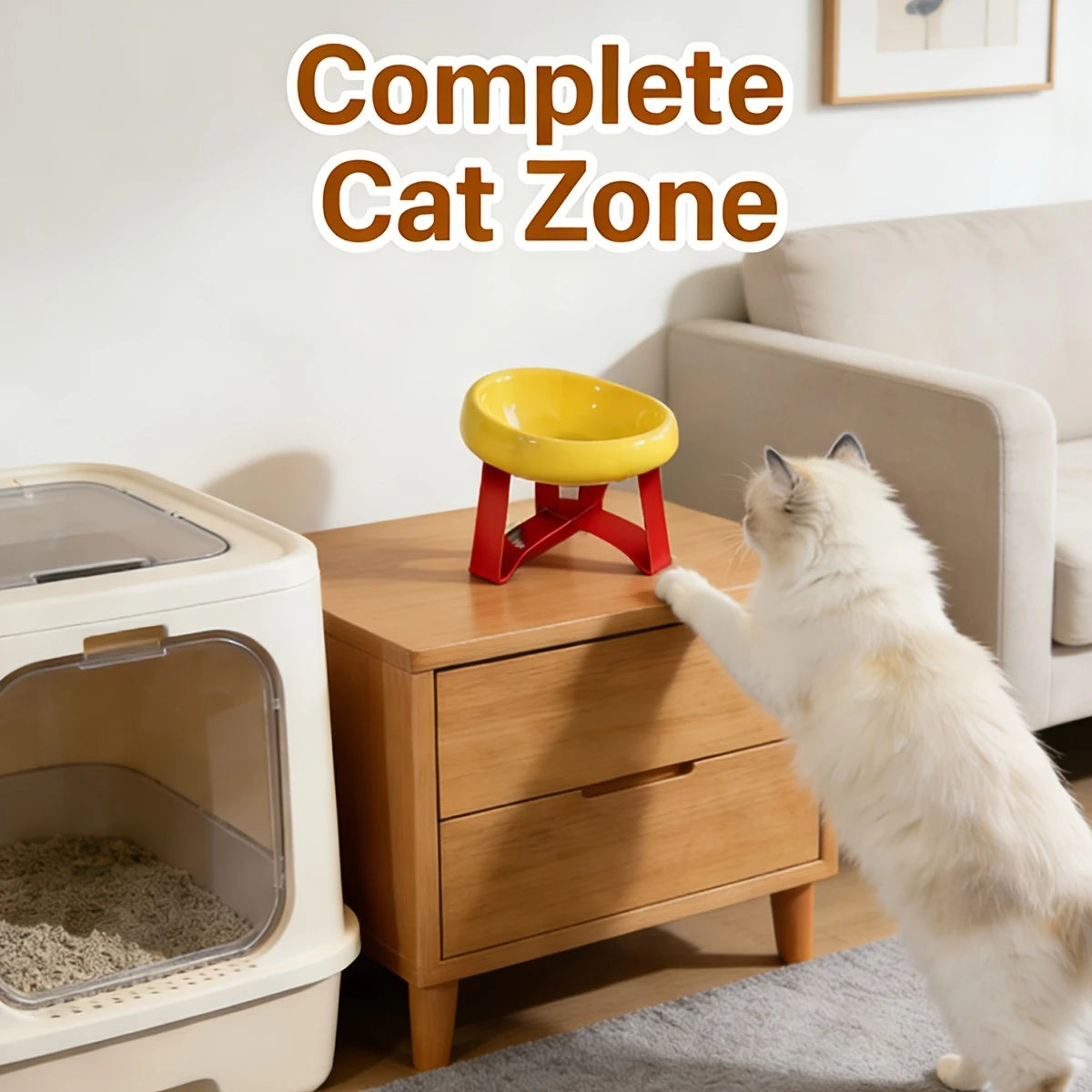 Elevated Anti-Spill Pet Food Bowl for Cats