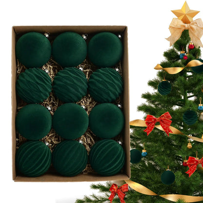 12-Piece Velvet Christmas Bauble Set