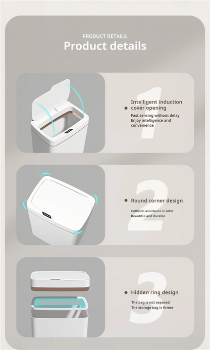 Smart Bathroom Trash Can 15L