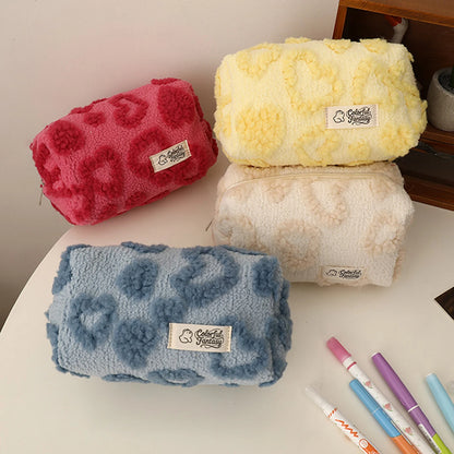 Cute Plush Heart-Shaped Pencil Case