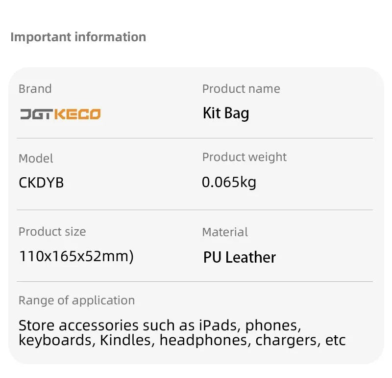 Compact PU Leather Cable & Charger Organizer