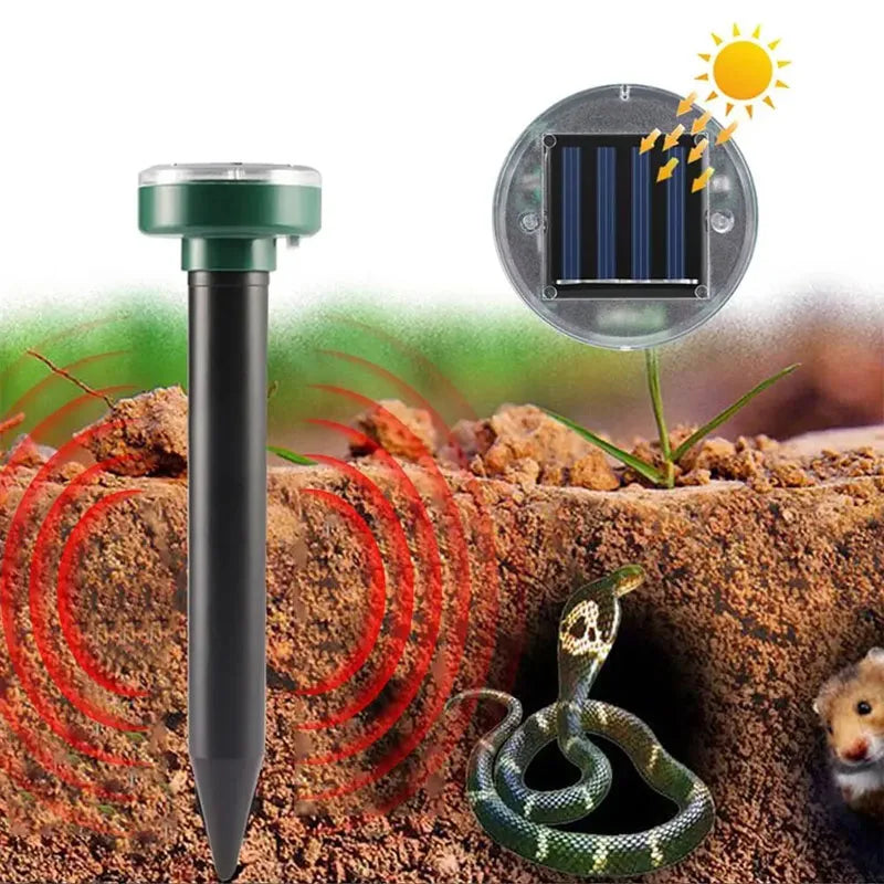Solar-Powered Ultrasonic Mole, Mouse & Snake Deterrent Stakes