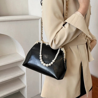Luxury Pearl Chain Minaudière Shoulder Bag
