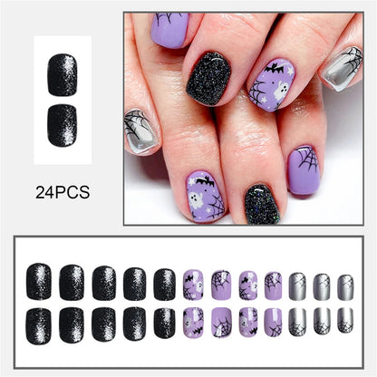 Halloween Ghost Spider Web Press On Nails