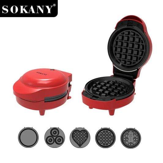 Houselin Mini Waffles Maker with 5 Removable Plates