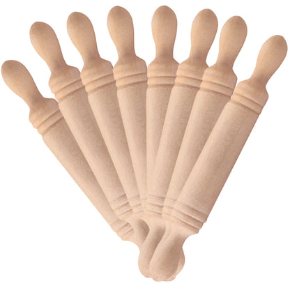 Miniature Wooden Rolling Pins for Dollhouse, Crafts & Pretend Play