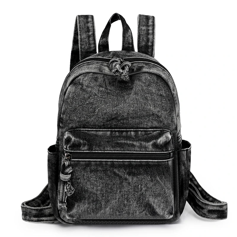 Women’s Washed Denim Casual Backpack