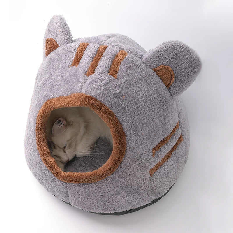 Bear Head Plush Pet Cave Bed