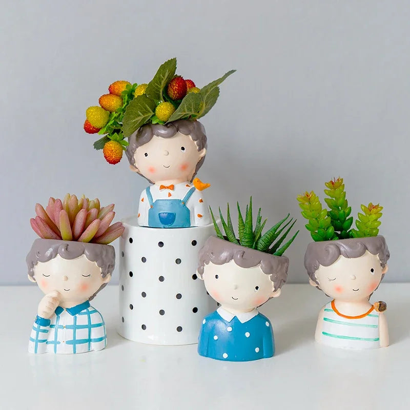 Hand-Painted Mini Portrait Plant Pot for Succulents & Cacti