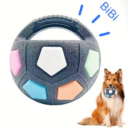 TPR Soccer Ball Dog Toy with Handle & Sound Feature