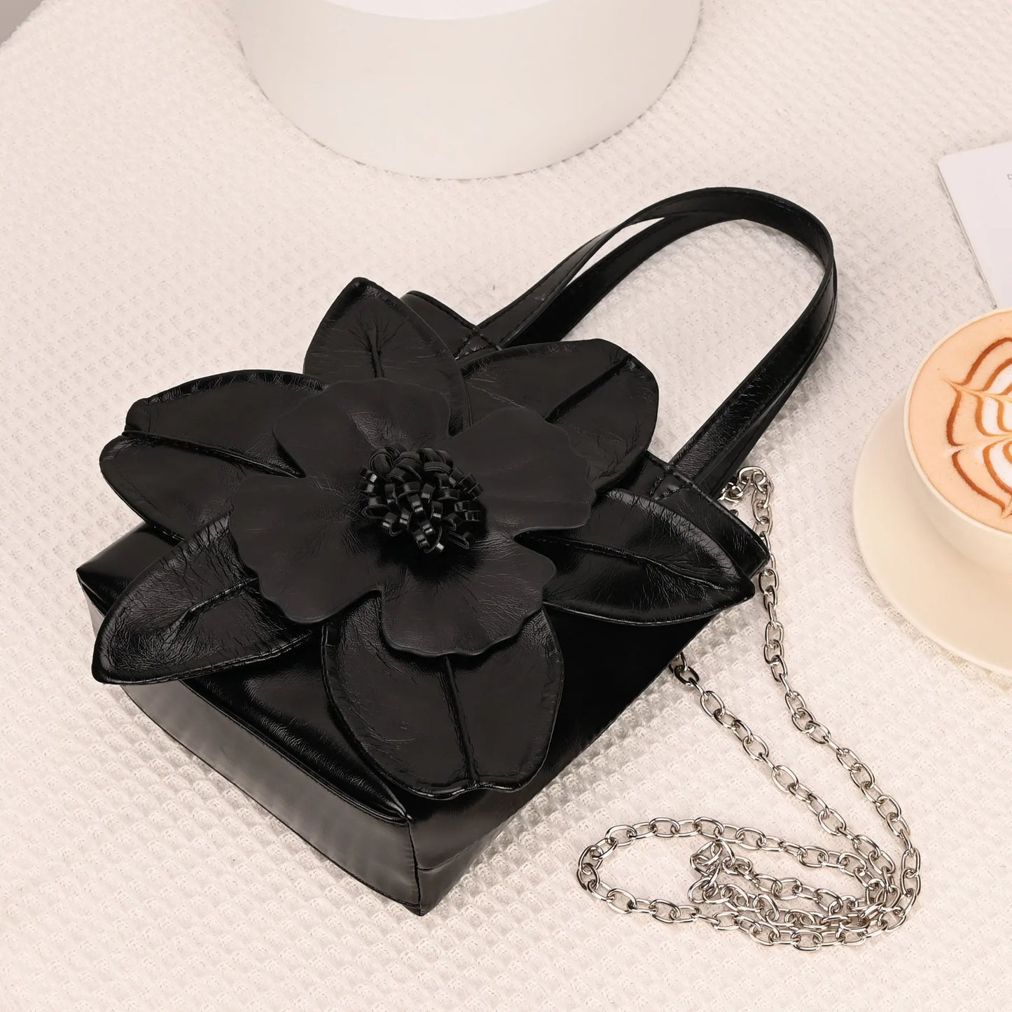 3D Floral PU Leather Bucket Handbag
