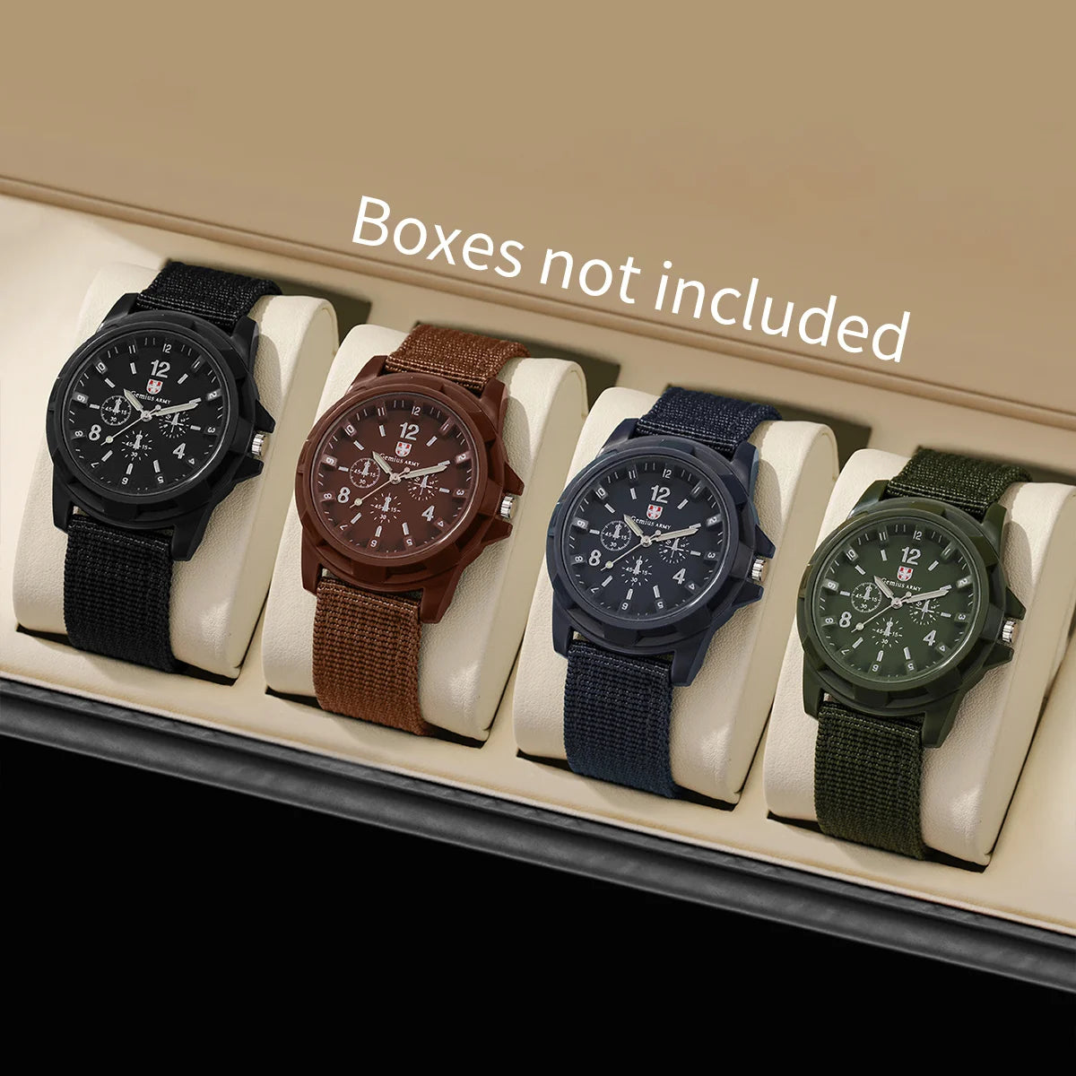 Men's Military Style Nylon Strap Quartz Watch Set
