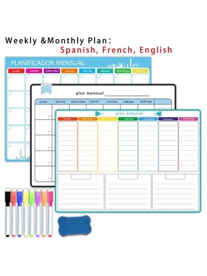 Magnetic Weekly & Monthly Dry Erase Fridge Planner