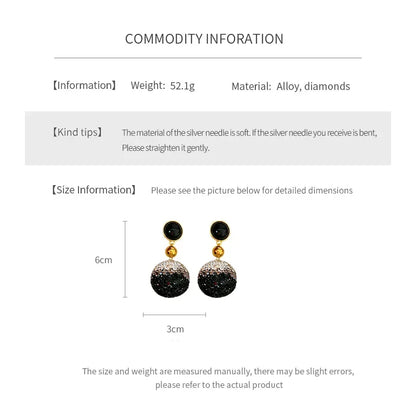Vintage Exaggerated Round Crystal Drop Earrings